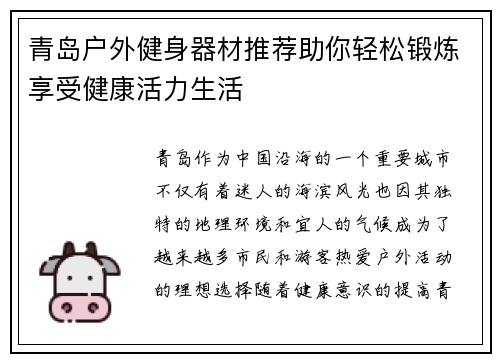 青岛户外健身器材推荐助你轻松锻炼享受健康活力生活